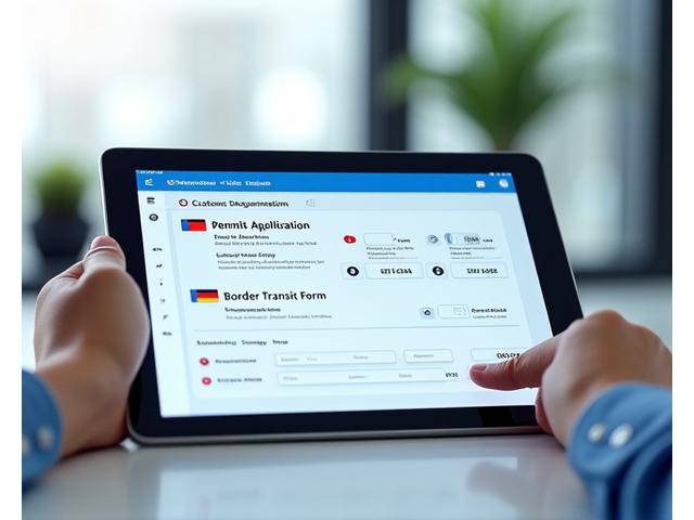 Digital document management interface showing intelligently generated cross-border permits and customs forms
